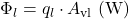 \begin{equation*} \Phi_l = q_l \cdot A_\text{vl} \; (\mathrm{W}) \end{equation*}