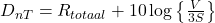 D_{nT} = R_{totaal} + 10 \log\left\{ \frac{V}{3S} \right\}