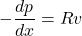 \begin{equation*} -\frac{dp}{dx} = Rv \end{equation*}