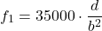\begin{equation*} f_1 = 35000 \cdot \frac{d}{b^2} \end{equation*}