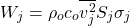 \begin{equation*} W_j = \rho_o c_o \overline{v_j^2} S_j \sigma_j} \end{equation*}