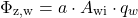 \begin{equation*} \Phi_{\mathrm{z},\mathrm{w}} = a \cdot A_{\mathrm{wi}} \cdot q_w \end{equation*}