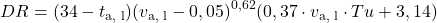 \begin{equation*} DR = (34 - t_\text{a, l})(v_\text{a, l} - 0,05)^{0,62} (0,37 \cdot v_\text{a, l} \cdot Tu + 3,14) \end{equation*}