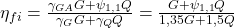 \eta_{fi} = \frac{\gamma_{GA} G + \psi_{1,1} Q}{\gamma_G G + \gamma_Q Q} = \frac {G + \psi_{1,1} Q}{1,35G+1,5Q}