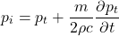 \begin{equation*} p_i = p_t + \frac{m}{2 \rho c} \frac{\partial p_t}{\partial t} \end{equation*}