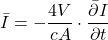 \begin{equation*} \bar{I} = -\frac{4V}{cA} \cdot \frac{\bar{\partial} I}{\partial t} \end{equation*}