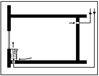 schema systeem met ventilatorconvectoren met aansluiting op centraal voorbehandelde buitenlucht